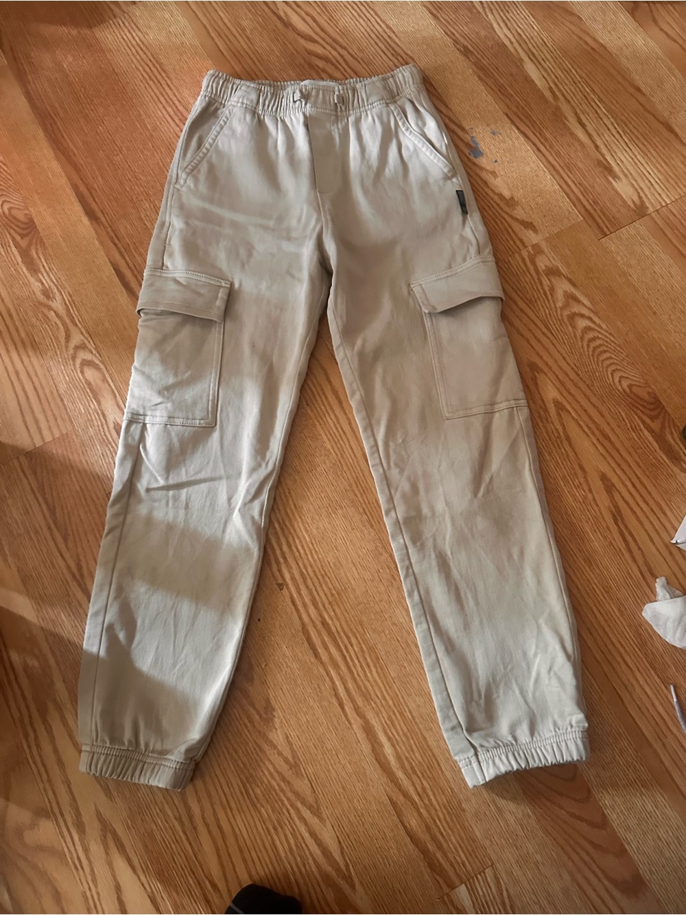Boys 11/12 Zara Beige Cargo pants with Elastic Waist and bottom